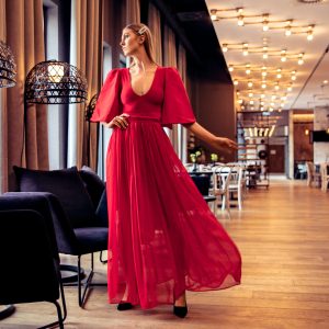 Fire red maxi dress