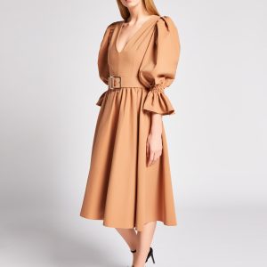 Camel midi dress